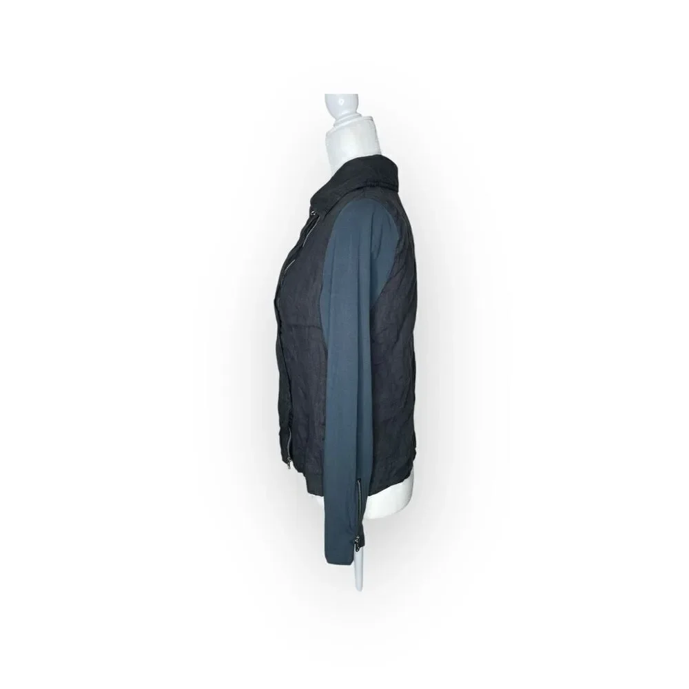 FLAX Asymmetrical Zip Hooded Sweatshirt Jacket